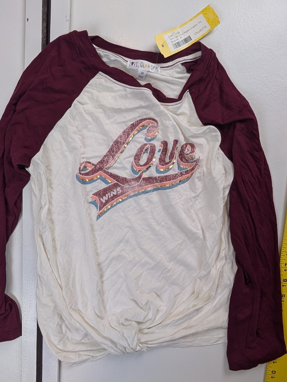 Love Graphic Raglan Long Sleeve Tee - Maroon/White by Love Gig?